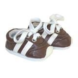 X17.  18" doll shoes.  Brown glitter-stripe sneakers. 