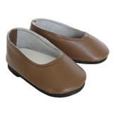 Fits 18" American Girl dolls and Our Generation.

Matte brown slip-on shoes with black foam soles.