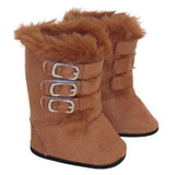 Fits 18" dolls like American Girl doll
Includes: boots
Made of fox brown suede-like material, these boots have faux fur trim. The three straps have decorative buckles and Velcro closures.