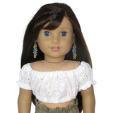 Fits: 18 inch dolls

Includes: top

Indulge your doll in the sweet, summery style of this delicate eyelet peasant top. Crop fit. Elasticized neck, arms, and bodice. Velcro closure in back.

Color: White

Fabric: 100% cotton 