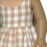 D46.  18" doll dress.  Rusty pink gingham.