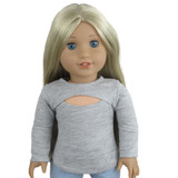 Fits: 18" dolls
Includes: top
Knit top with long sleeves and Velcro closure in back.
Fabric: 100% cotton
Color: light heather gray