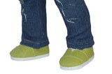 Fits 18" dolls like American Girl and Our Generation

Includes: shoes

Kiwi green canvas slip-on shoes.  Elastic accents.  Foam soles.