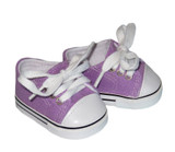 Fits 18" dolls like American Girl and American Boy
Lavender canvas low-rise sneakers with laces.