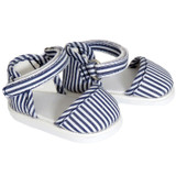 Fits 18" dolls like American Girl and Our Generation

Navy blue and white striped canvas shoes with Velcro closures on straps.