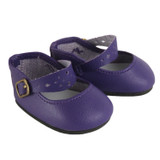 Fits 18" dolls like American Girl doll

Matte purple Mary Janes with functional gold buckles.