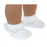 Fits: 18" dolls like American Girl Doll

White dress socks with lace trim.