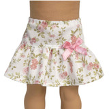 Fits 18" dolls
Includes: skirt
Mini skirt with ruffle. Elastic waist. Satin bow accent.
Fabric: 100% cotton
Color: white, pink, green