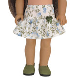 Shabby chic roses skirt for 18 in dolls.  White with blue and green roses.