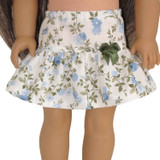 Fits 18" dolls like American Girl and Our Generation
Includes: skirt
Mini skirt with ruffle. Elastic waist. Green satin bow accent.
Fabric: 100% cotton
Color: white, blue, green
