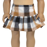 Fits 18" dolls
Includes: skirt
Mini skirt with ruffle. Elastic waist.
Fabric: 100% cotton
Color: camel brown, black, white