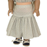 SK12.  18" doll skirt. Cream and navy floral midi with ruffle.