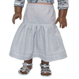 SK20.  18" doll skirt. Gray linen-blend midi skirt with decorative stitching.