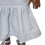SK20.  18" doll skirt. Gray linen-blend midi skirt with decorative stitching.