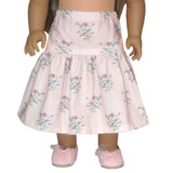 Fits: 18" dolls
Includes: skirt
Two-tiered midi peasant skirt. Elastic waist.
Color: pale pink, medium pink, blue