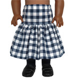 Fits: 18" dolls
Includes: skirt
Two-tiered midi skirt with elastic waist.
Fabric: 100% cotton
Color: navy, white