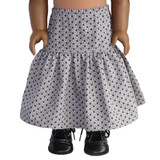 Fits: 18" dolls
Includes: skirt
Two-tiered midi skirt. Elastic waist.
Color: gray