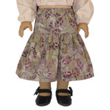 Fits: 18" dolls
Includes: skirt
Two-tiered midi peasant skirt. Elastic waist.
Color: purple and gray batik