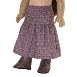 Fits: 18" dolls like American Girl and Our Generation
Includes: skirt
Two-tiered midi skirt. Elastic waist.
Color: purple
Fabric: 100% cotton

This charming skirt features tiny flowers and an elastic waist.  Perfect for a cottagecore outfit.
