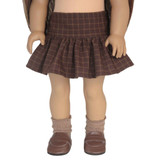 Fits 18" dolls like AG and OG
Includes: skirt
Mini skirt with ruffle. Elastic waist.
Fabric: 100% cotton
Color: brown, camel

Channel cozy library vibes with this classic plaid skirt in rich brown and camel. The ruffle bottom adds a playful touch to any light academia outfit.