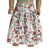 Fits: 18" dolls
Includes: skirt
Two-tiered maxi skirt with elastic waist.
Fabric: 100% cotton
Color: white, rust, green, mustard, light blue