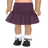 Fits 18" dolls like American Girl
Includes: skirt
Mini skirt with ruffle. Elastic waist.
Fabric: 100% cotton
Color: purple
