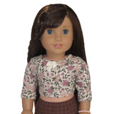 Fits: 18" dolls
Includes: top
Knit crop tee with floral print, short sleeves, and Velcro closure in back. Bow accent.
Fabric: 100% cotton
Color: cream, fuchsia, teal, coral