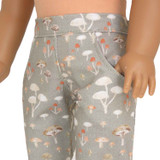 N15.  18" doll pants. Gray mushroom print.