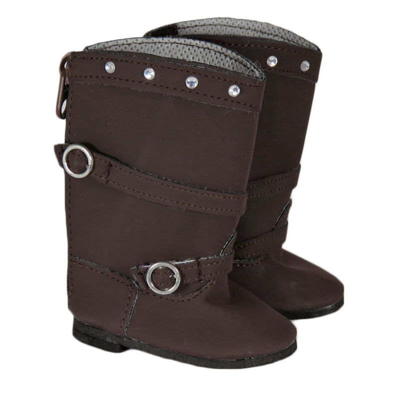 K30. Dark brown rhinestone boots for 18 