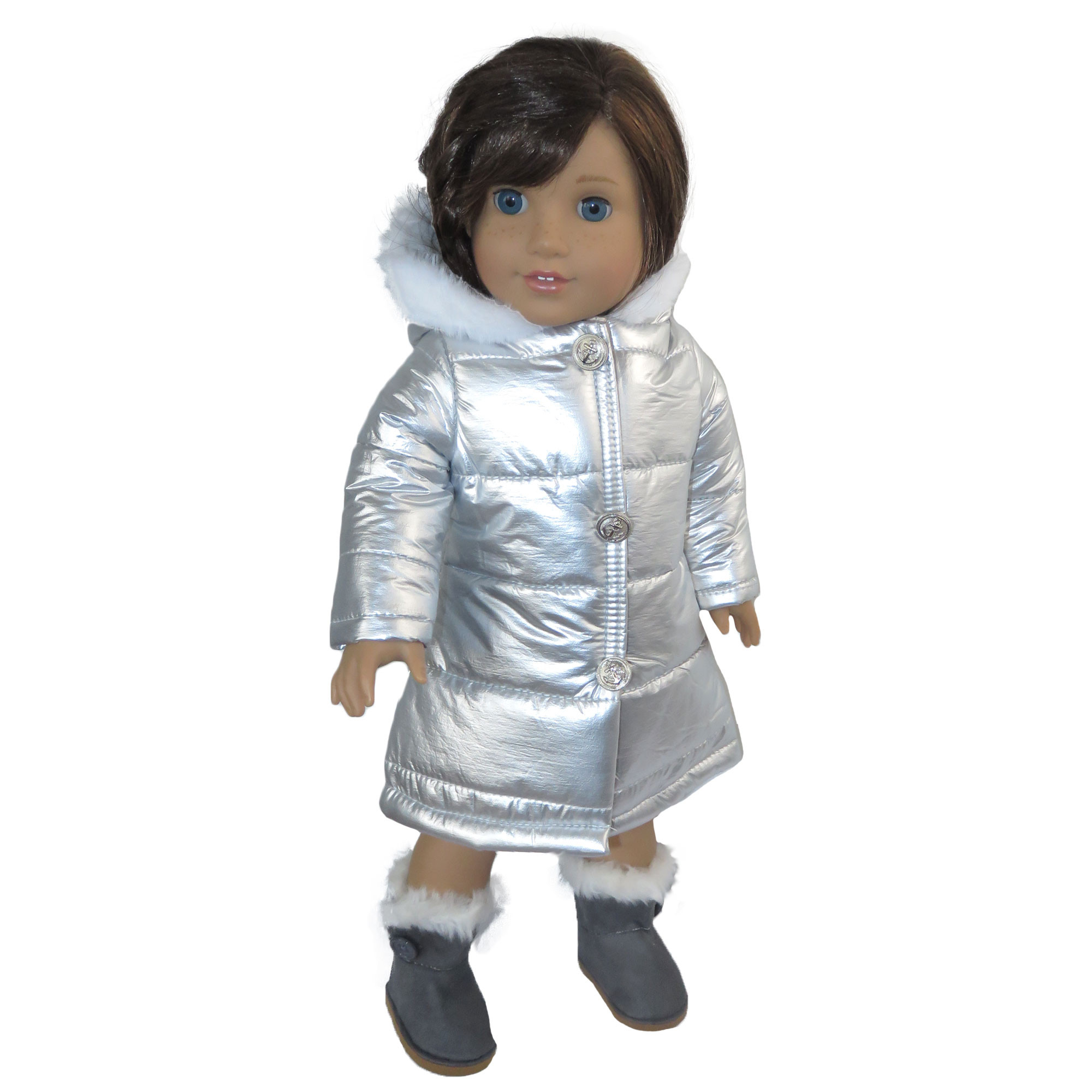 U23. Silver puffy coat for 18