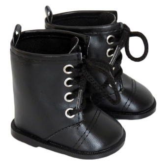 Fits 18" dolls like American Girl and Our Generation
 
Includes: boots
 
These 18" black combat boots for boy or girl dolls bring a touch of toughness to your doll's look. With a lace-up design, these boots give your doll a secure fit and a rugged, adventurous vibe. The hard black soles provide solid support for your doll's adventures, and the brown color adds an edgy touch of style to any outfit. Perfect for dolls who love to explore the great outdoors, these trendy combat boots make a bold statement wherever your doll goes.