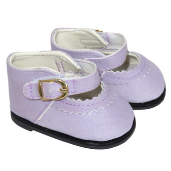 Lavender Mary Janes shoes for 18 inch American Girl doll.