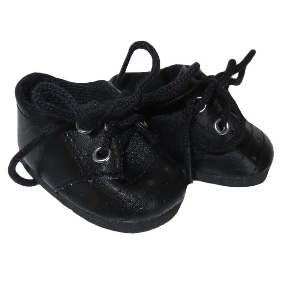 Black casual shoes for 18 inch American Boy doll.