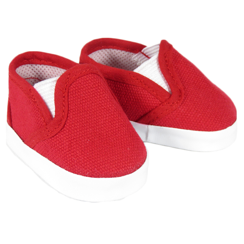 red canvas slip on shoes