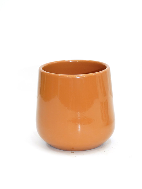 Amber pot round brown - h11,5xd12cm