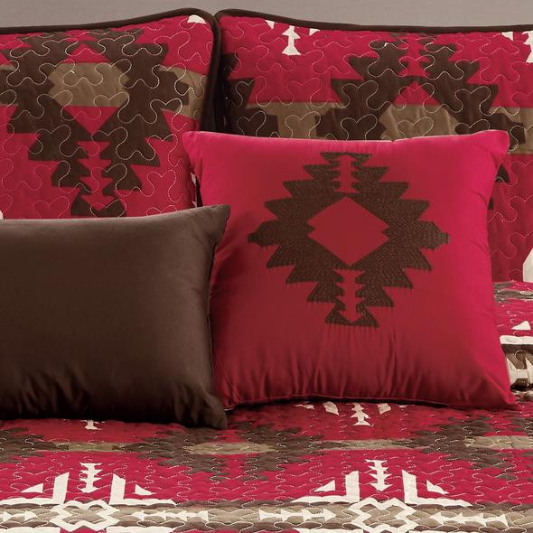Rustic Southwestern Burgundy Aztec Quilt Coverlet 5 Piece Set