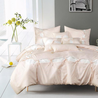 Modern Lucille Pink and White Stripes Comforter-7 Piece Set