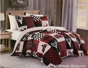 The Farmhouse and Animal Western Bedspread Quilt - 3 Piece Set