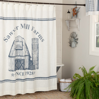 Sawyer Mill Blue Barn Shower Curtain 72x72