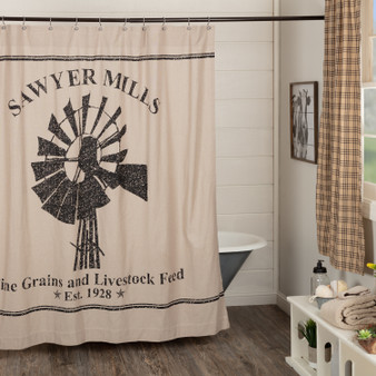 Sawyer Mill Charcoal Windmill Shower Curtain 72x72