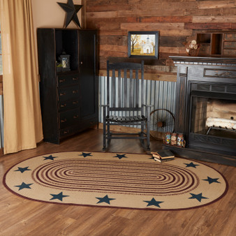 Potomac Jute Rug Oval Stencil Stars w/ Pad 60x96