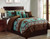 Western Pattern Turquoise Rustic Brown Star Comforter Set - 7 Piece Set