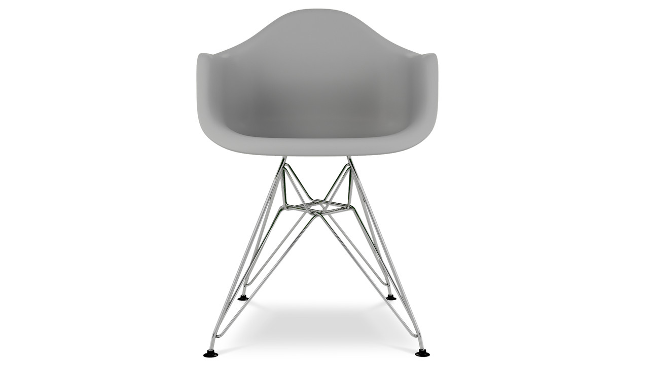 Eiffel Armchair With Steel Legs, Gray