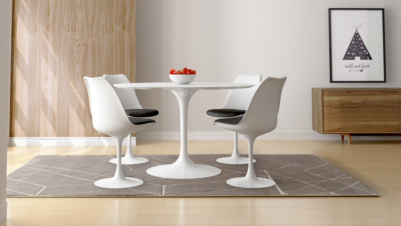 Tulip Swivel Side Chair, Black