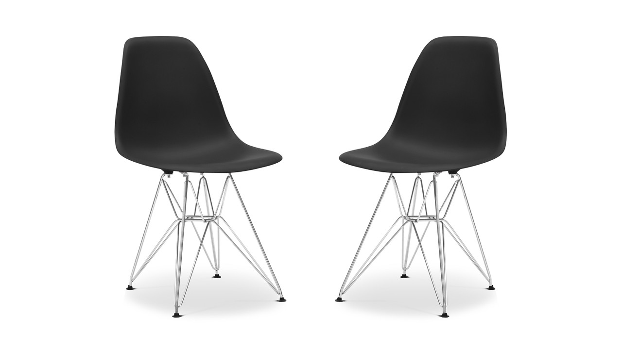 Eiffel Chair With Steel Legs, Black