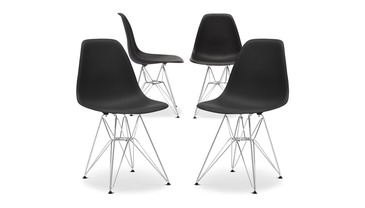Eiffel Chair With Steel Legs, Black