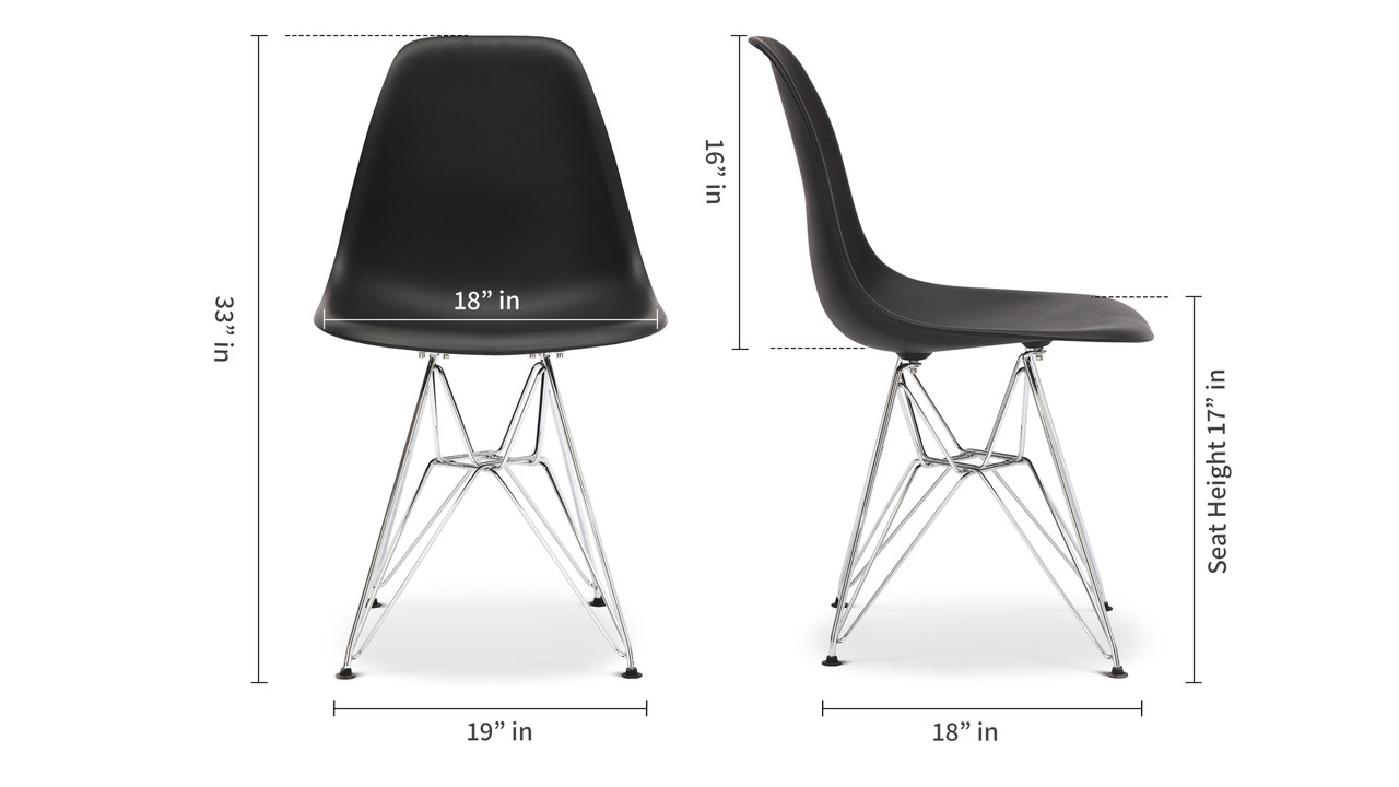 Eiffel Chair With Steel Legs, Black