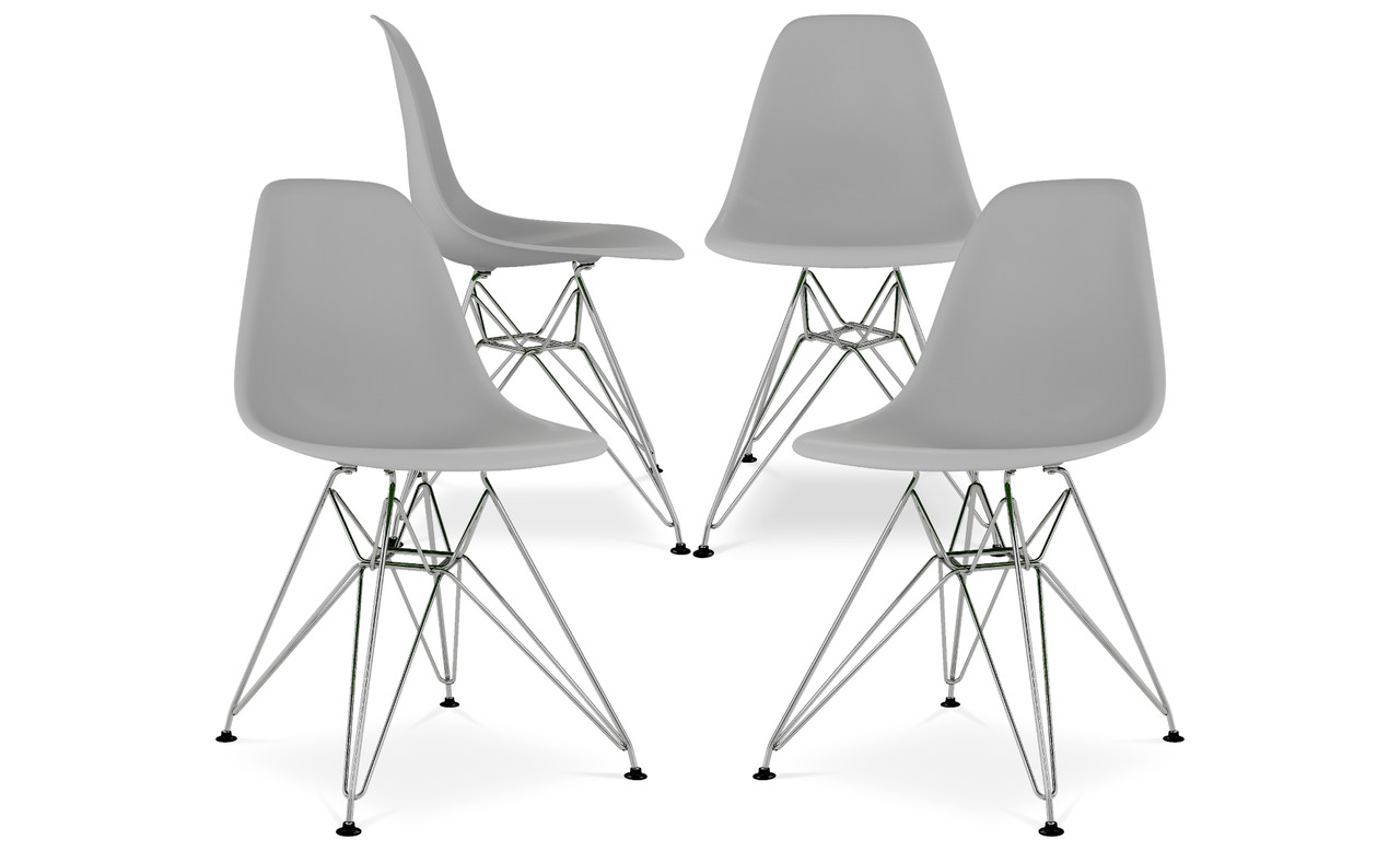 Eiffel Chair With Steel Legs, Gray
