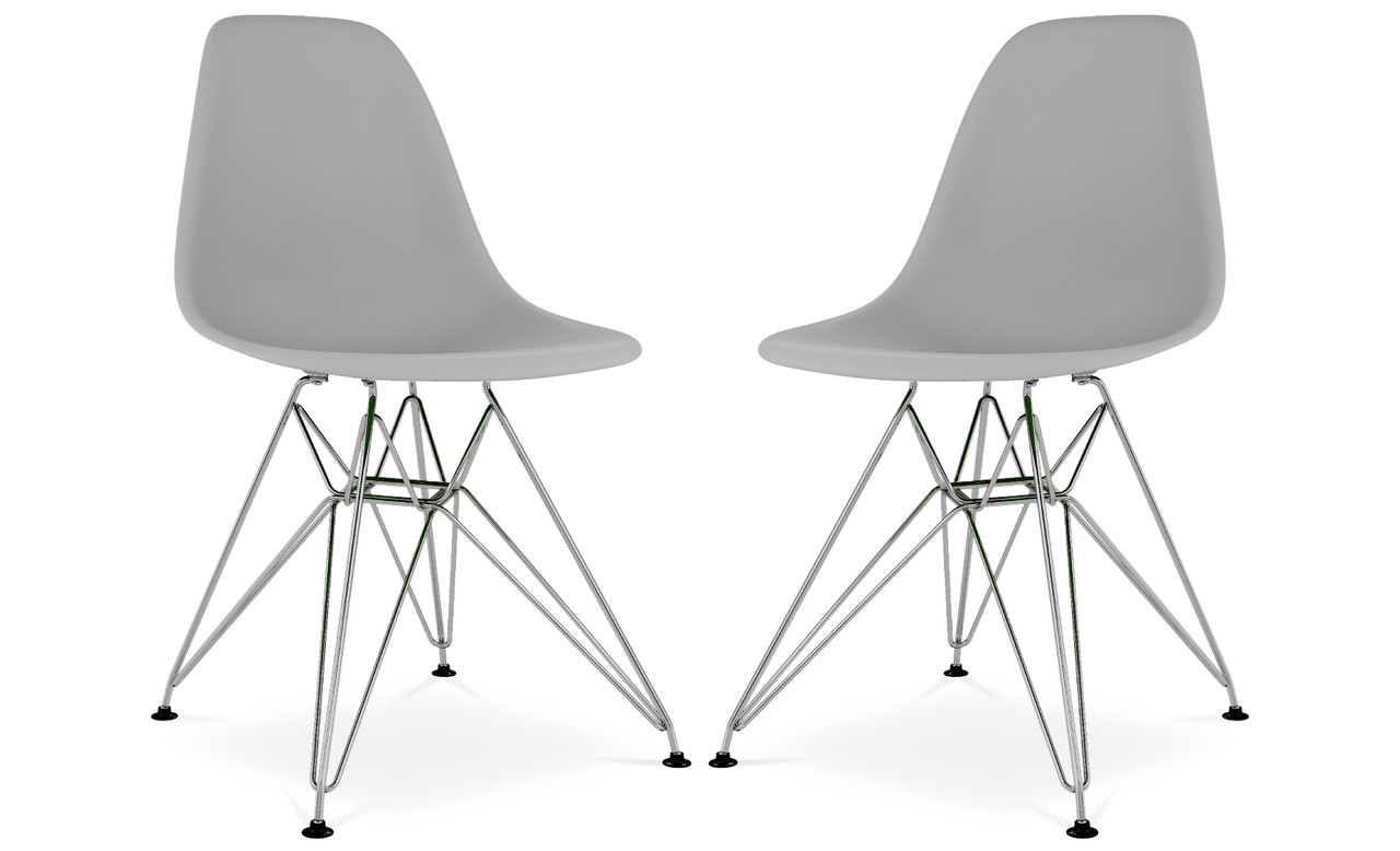 Eiffel Chair With Steel Legs, Gray