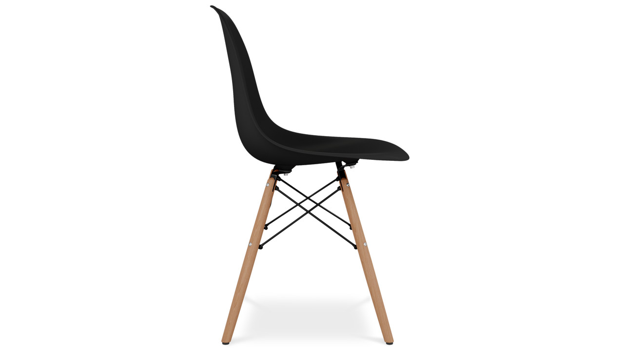 Eiffel Chair With Wood Legs, Black